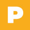 A logo with the letter p on an orange background.